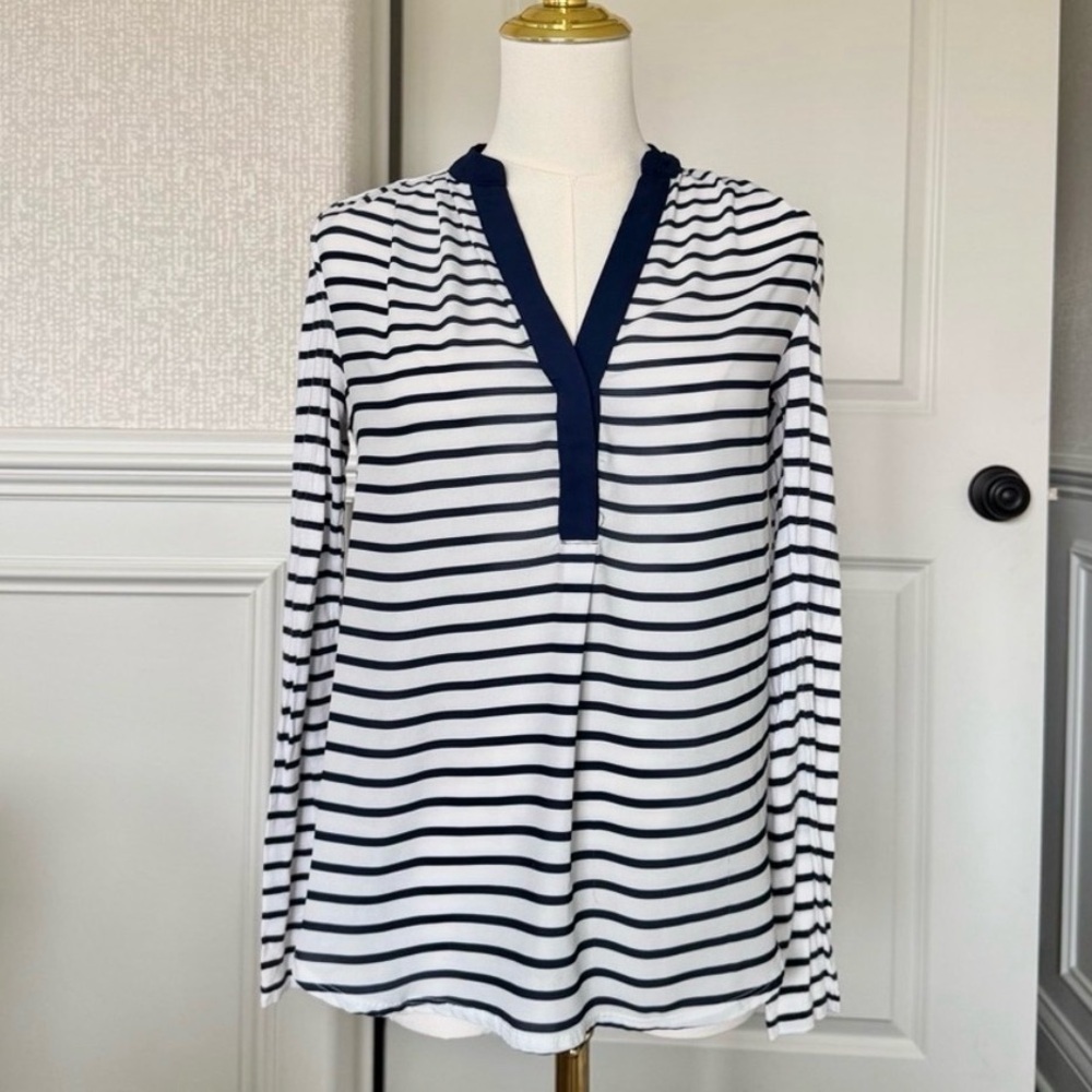 H&M Navy and White Striped Women's Top XS